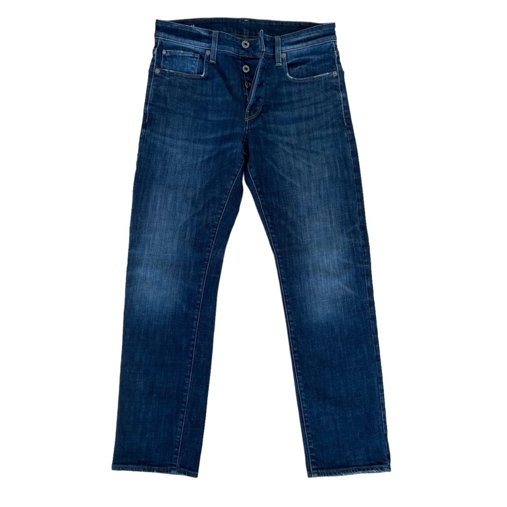 G-Star Raw 3301 straight leg 3301 lightly distressed dark blue stretchy denim 30